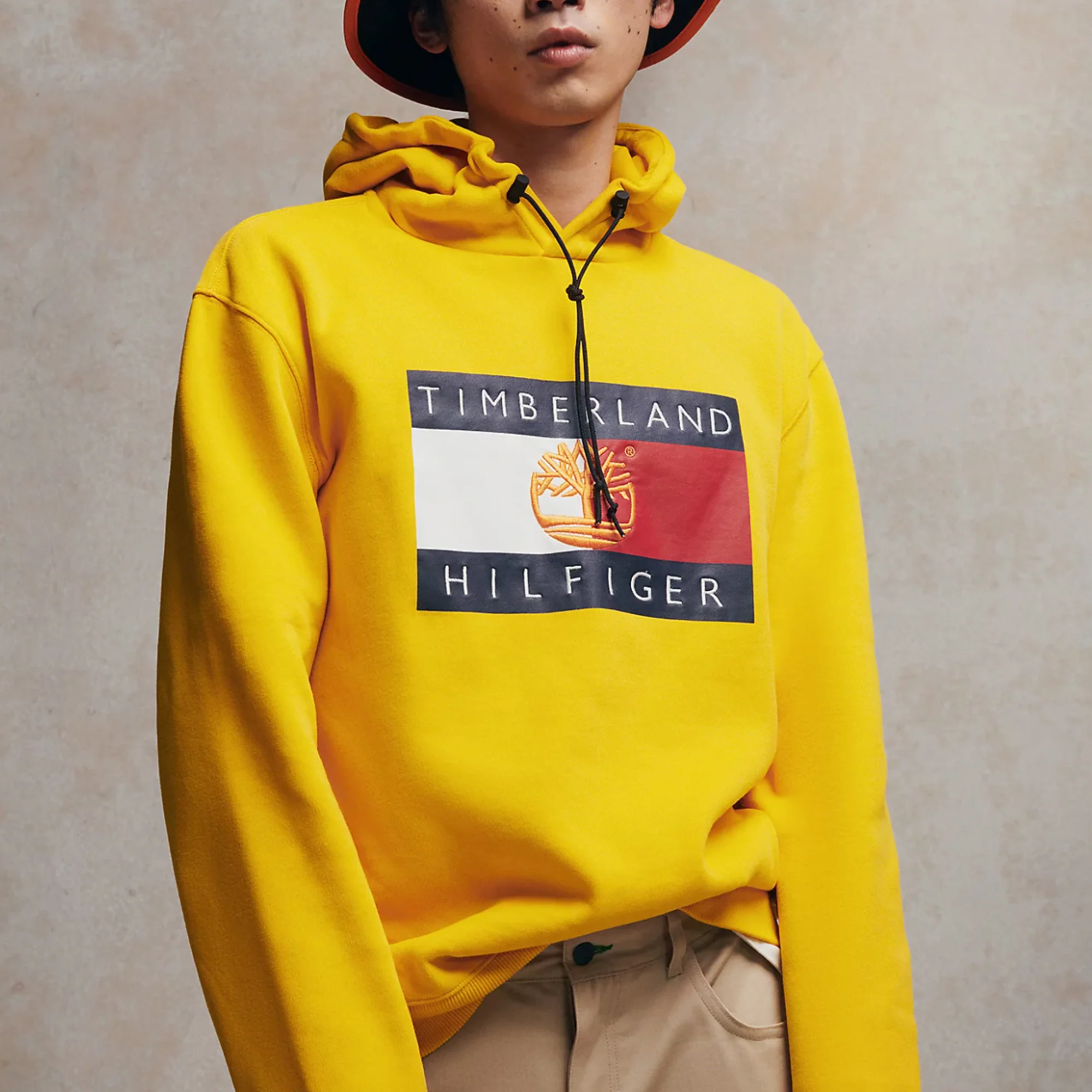 Tommy Hilfiger x Timberland Mens RM Flag Hoodie 'Primary Yellow' - Image 3