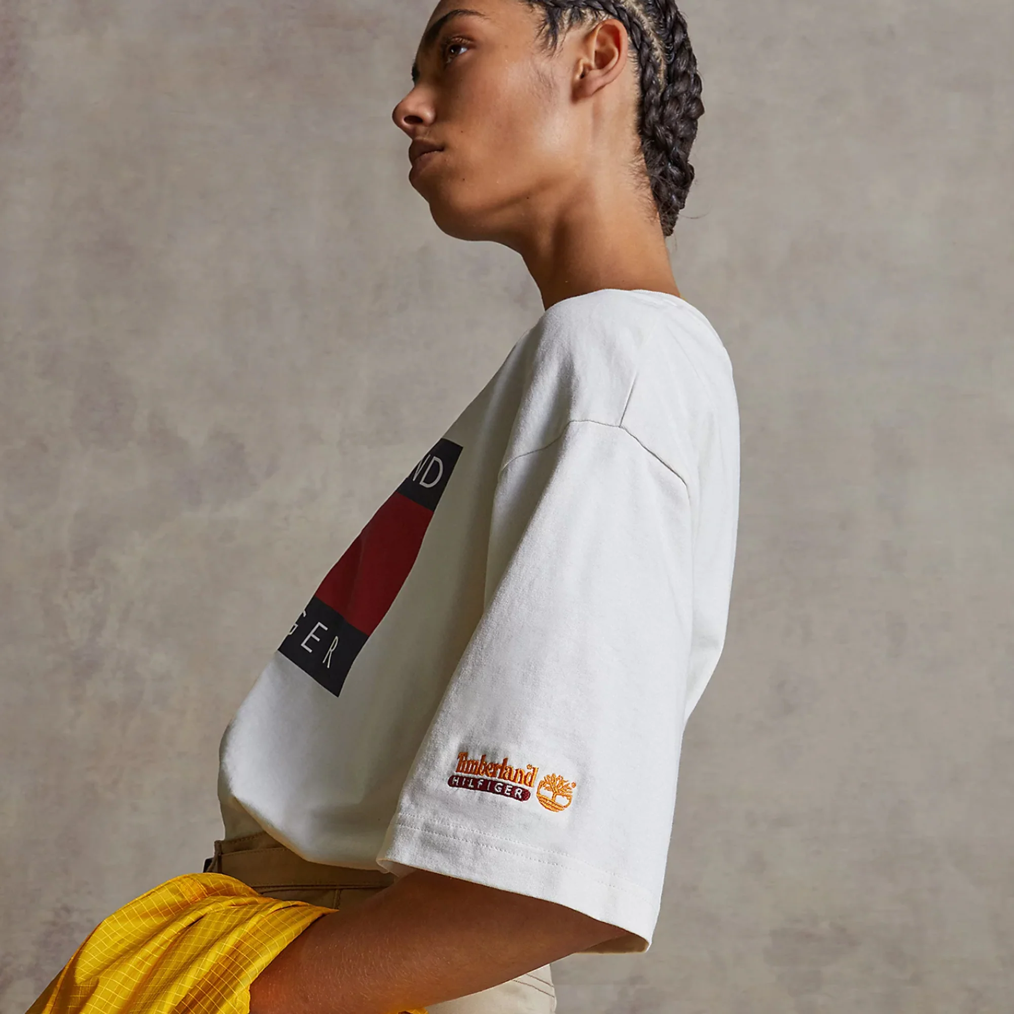 Tommy Hilfiger x Timberland Mens RM Flag SS T-Shirt 'Ivory' - Image 3