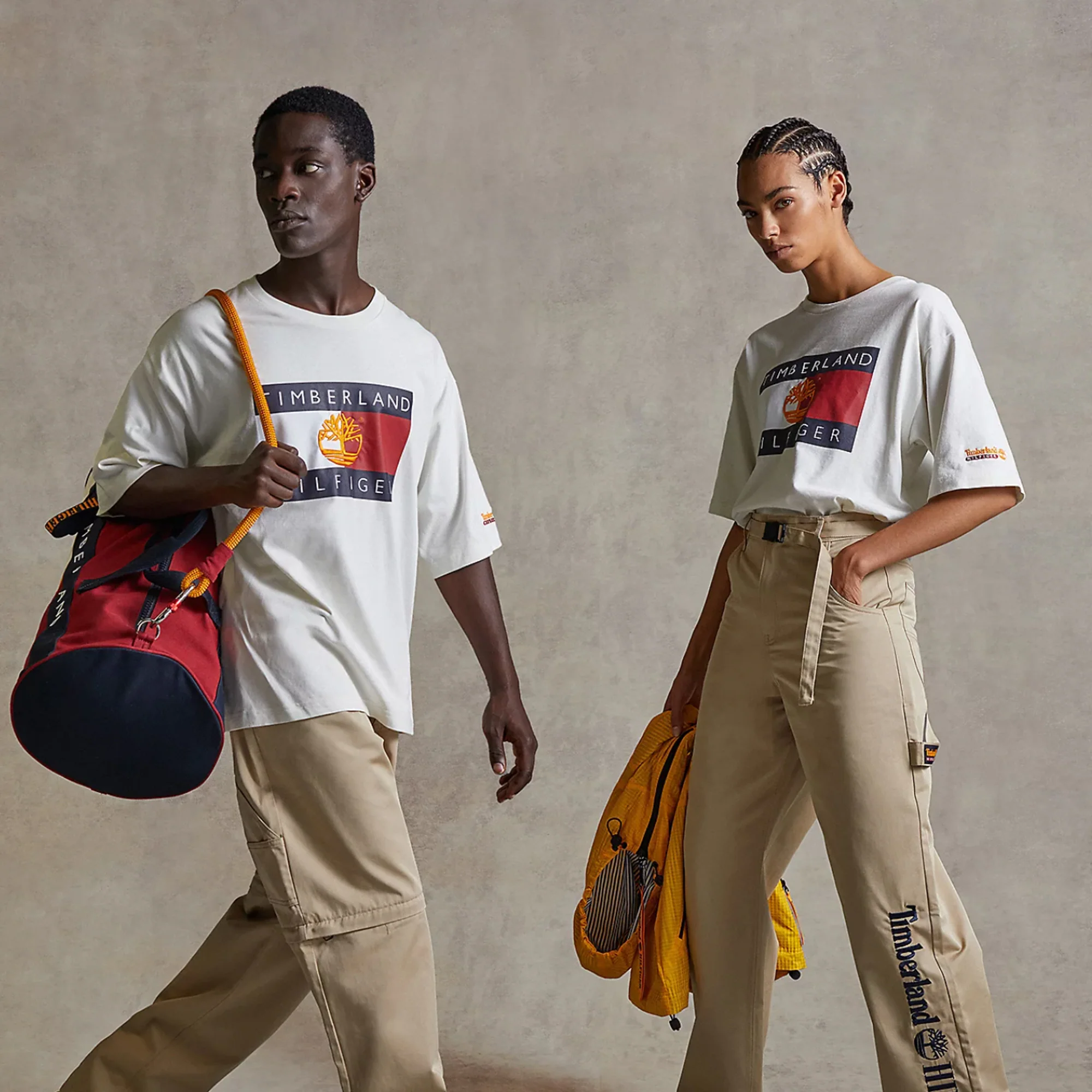 Tommy Hilfiger x Timberland Mens RM Flag SS T-Shirt 'Ivory' - Image 4