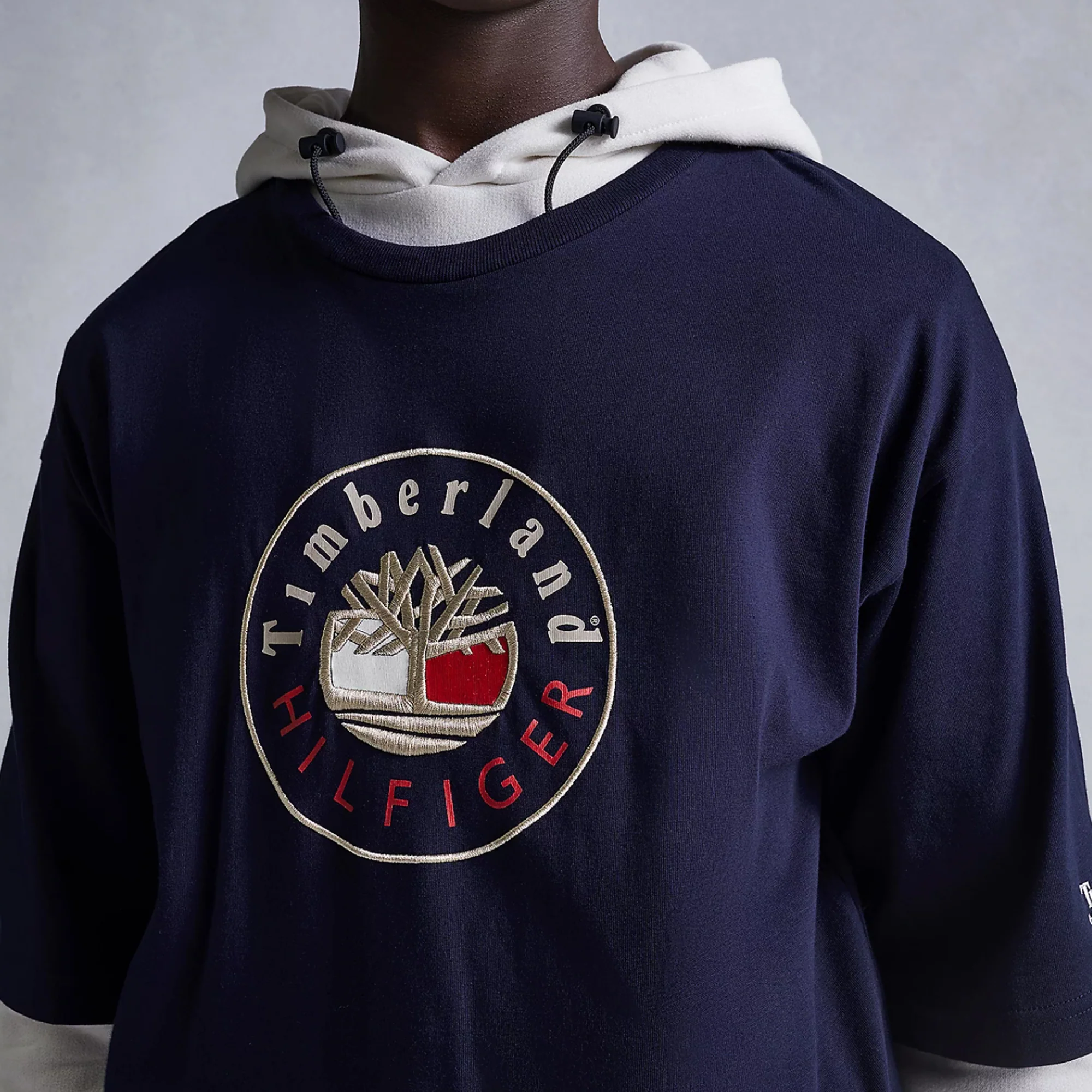 Tommy Hilfiger x Timberland RI Logo SS T-Shirt 'Desert Sky' - Image 2