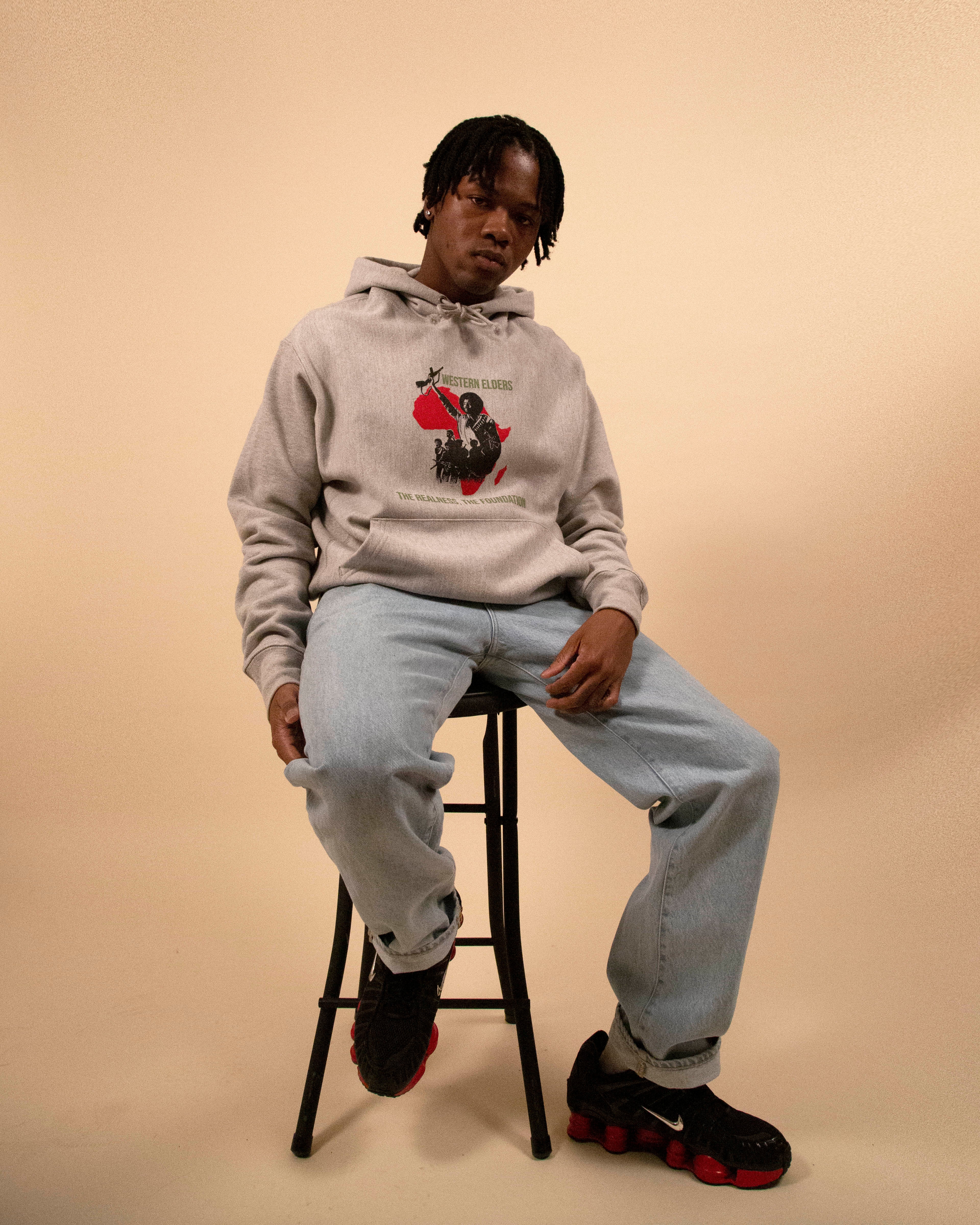 Western Elders Protest Hoodie in Grey - Image 3