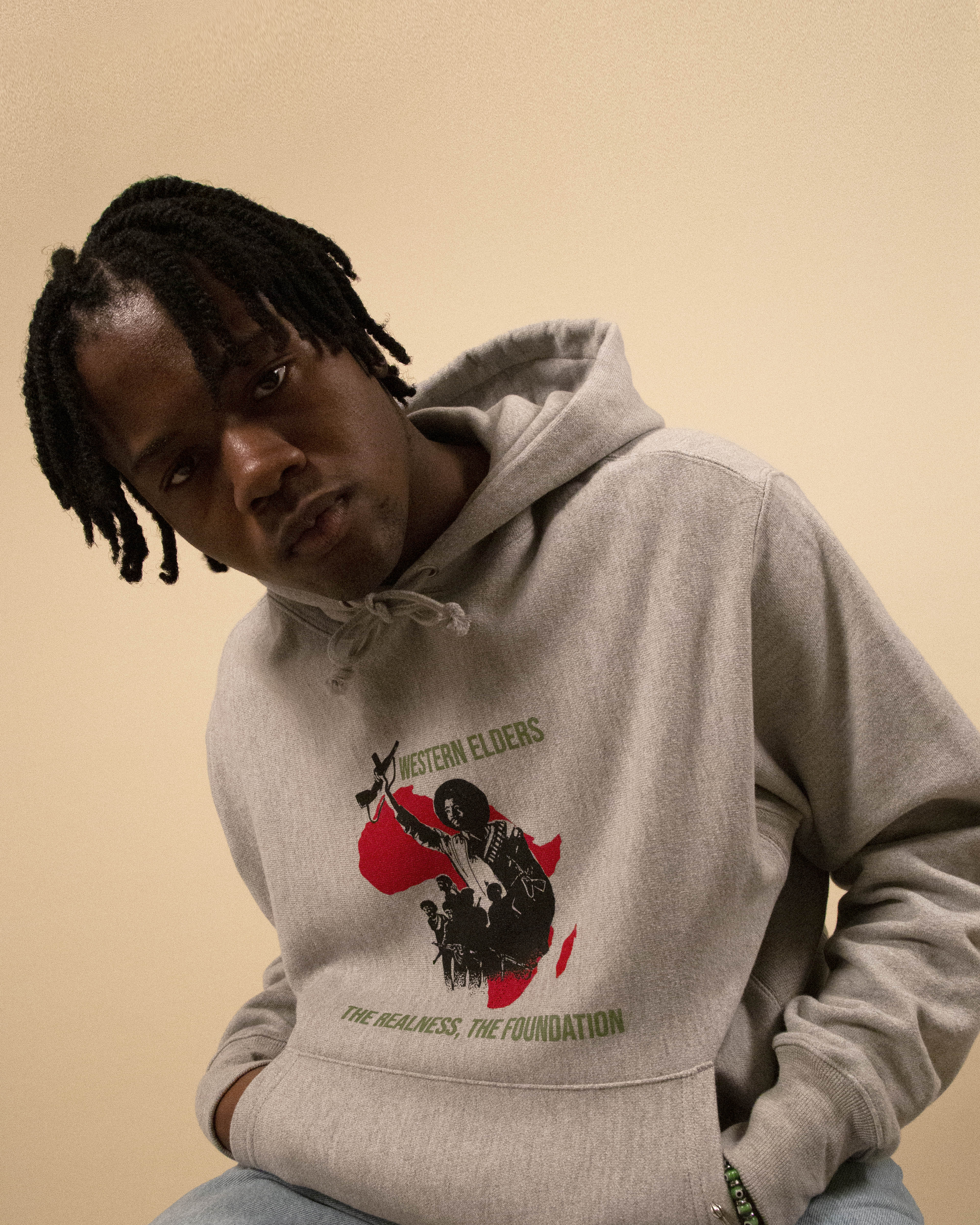 Western Elders Protest Hoodie in Grey - Image 4