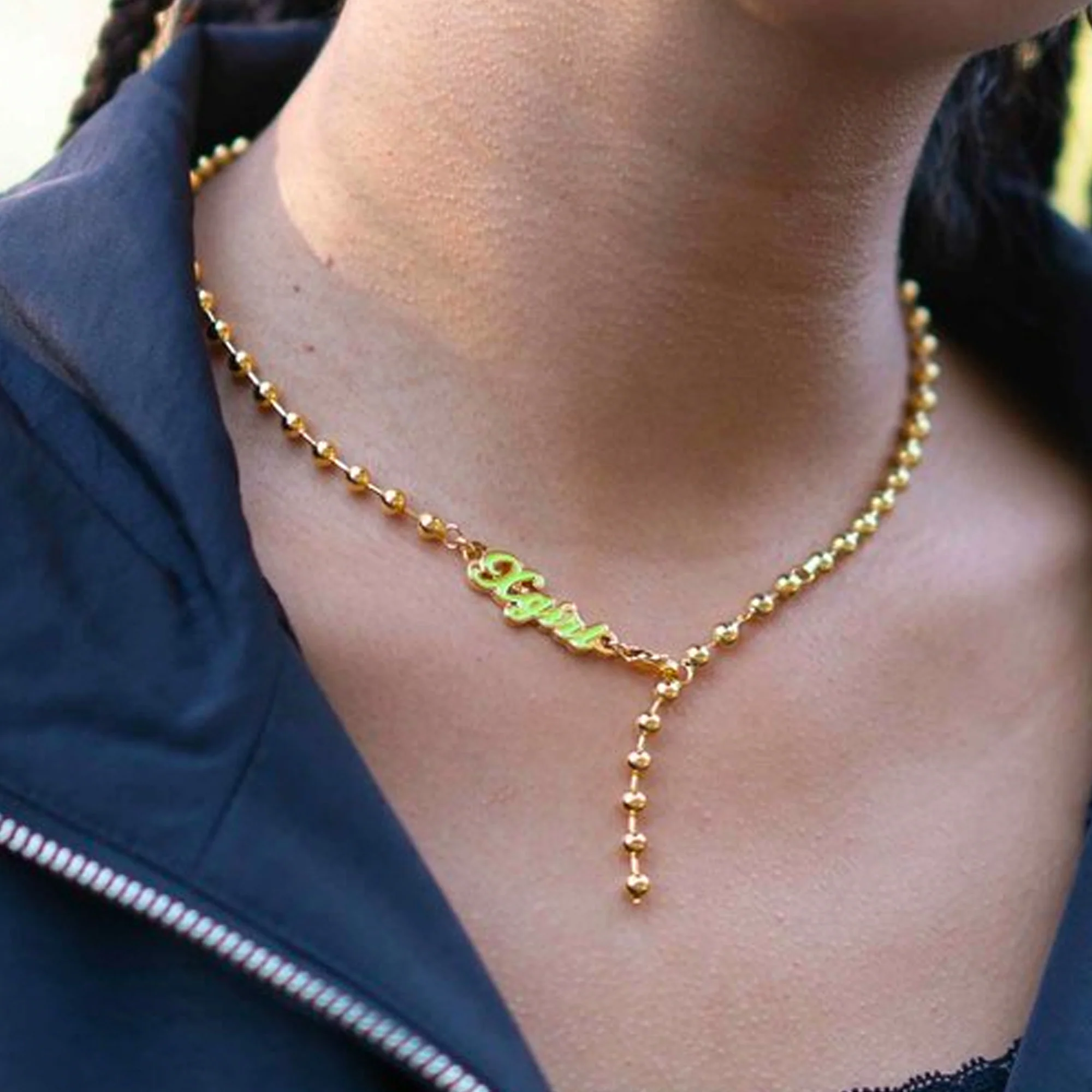 X Girl Womens Ball Chain Necklace (Gold) - Image 2