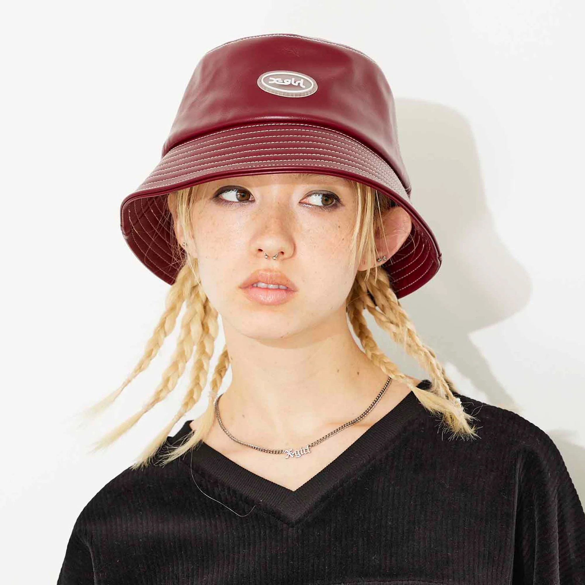 X Girl Womens Faux Leather Bucket Hat - Image 2