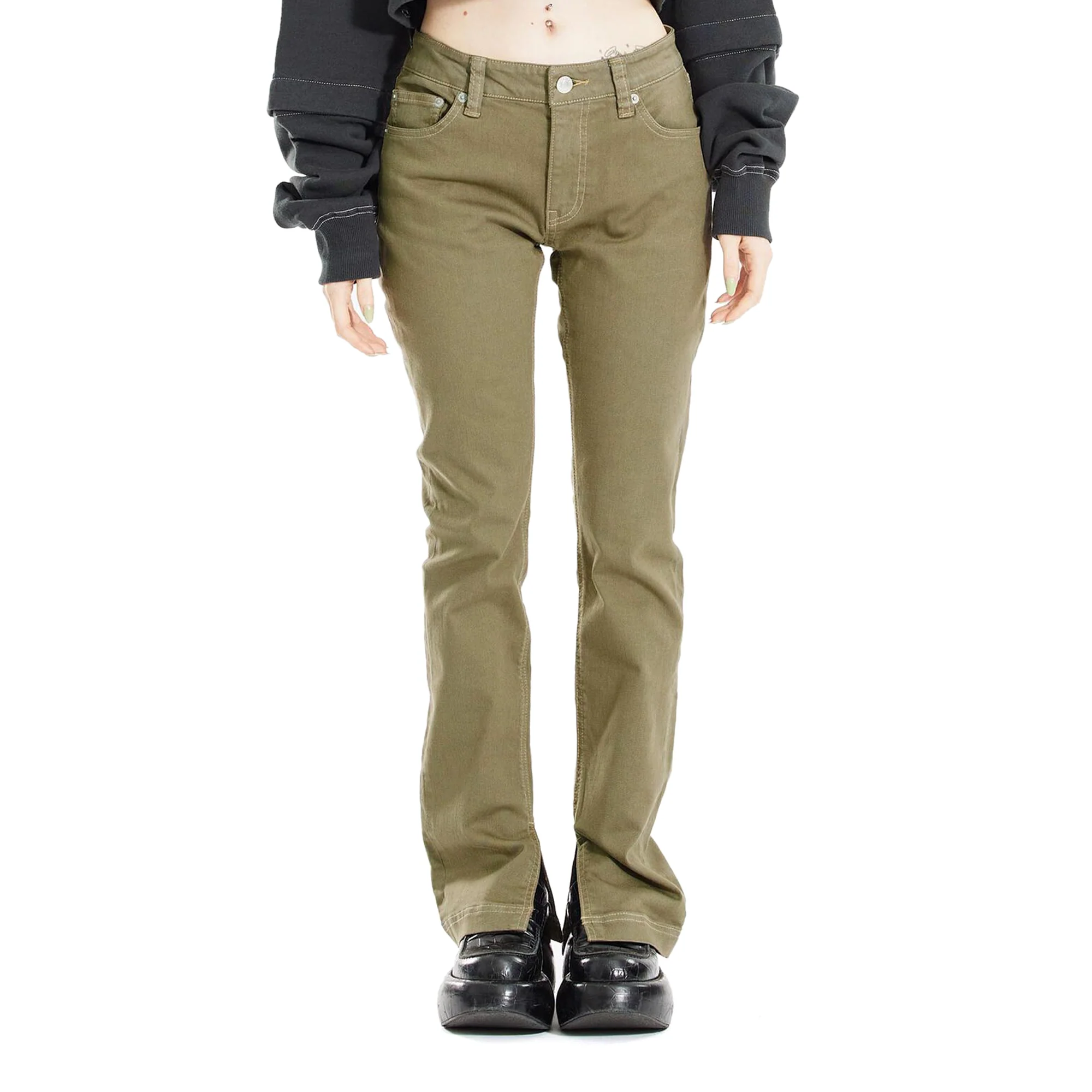 X-Girl Womens Low Rise Skinny Straight Leg Pants - Image 2