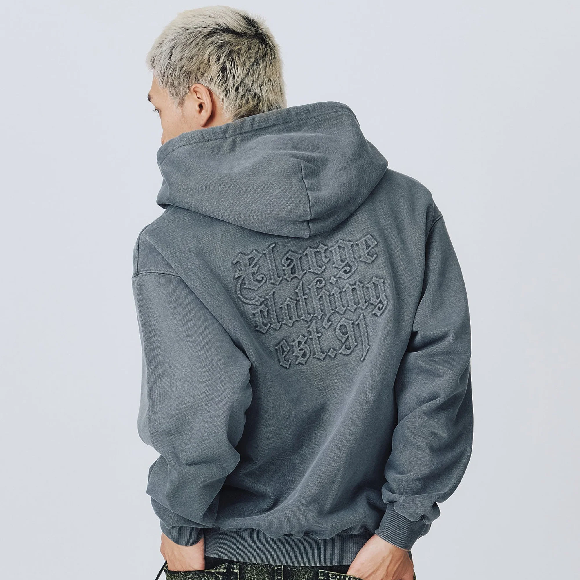 X-Large Mens Pigment Embossed Zip Hooded Sweatshirt - Image 3
