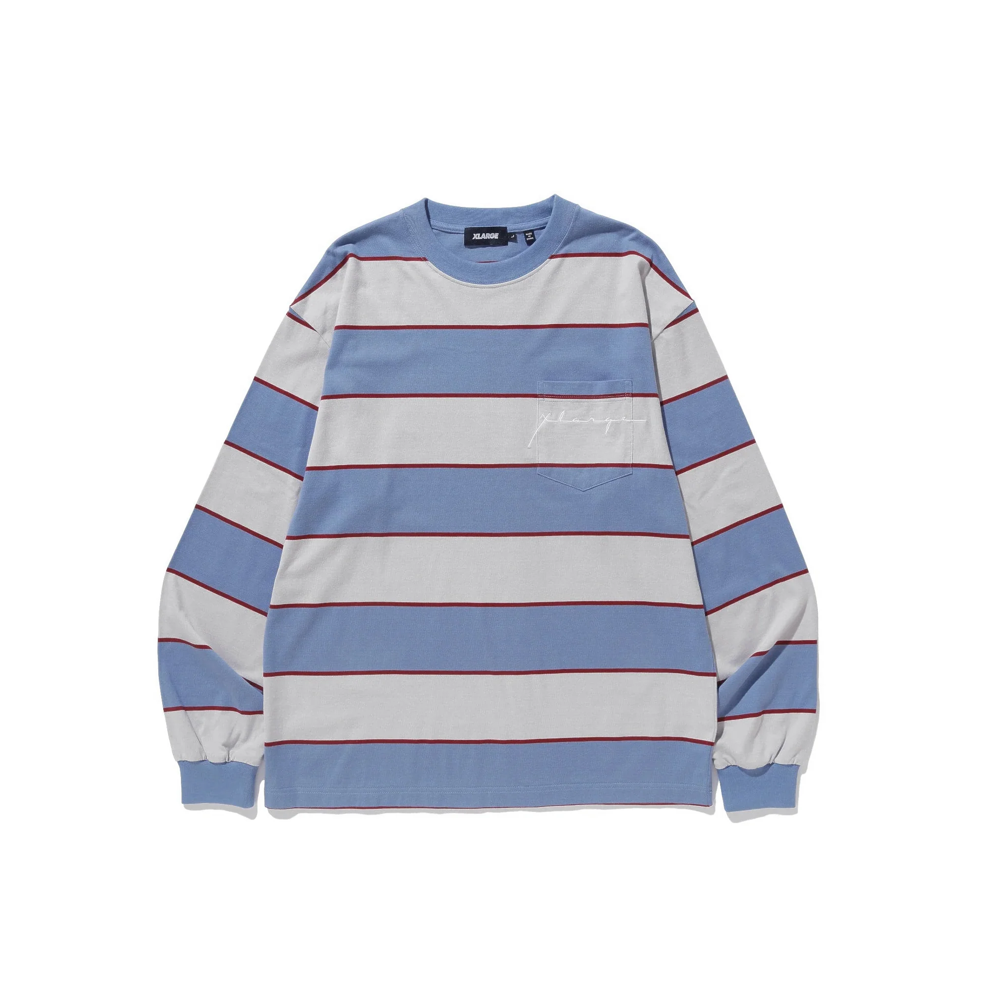 X-Large Mens Striped L/S Pocket Tee